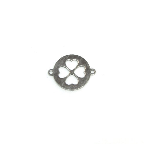 Decorative piece - four-leaf clover, approx. 20x16x1.5 mm, Stainless Steel 304