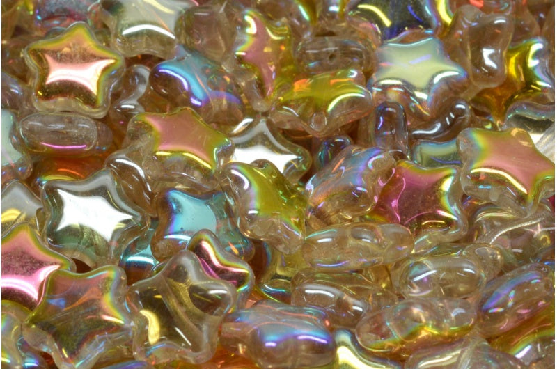 Flat Star Beads, Crystal 98534 (00030-98534), Glass, Czech Republic