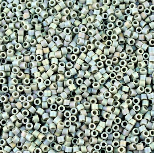 Miyuki DELICA Seed Beads Rocailles, Matte Opaque Grey AB (# DB0882), Glass, Japan