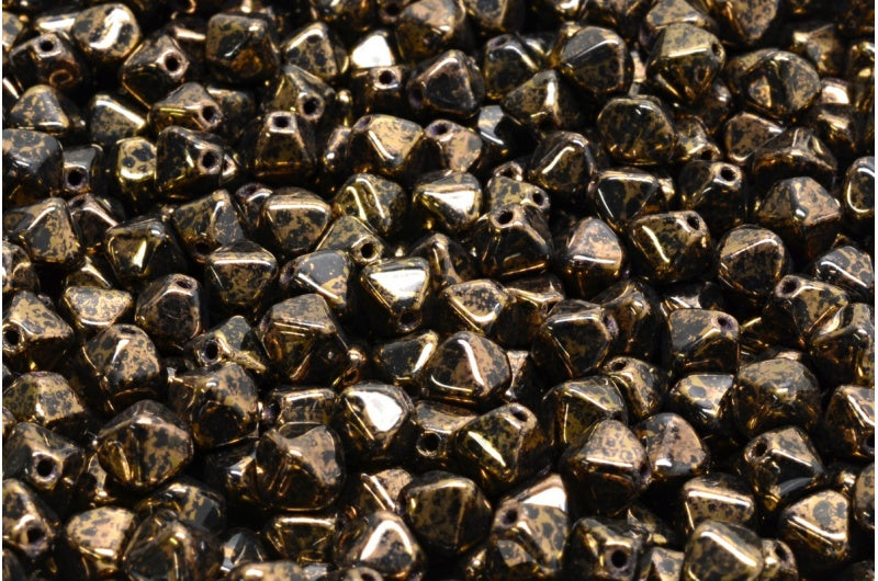 双円錐ビーズ、ブラックテラコッタバイオレット（23980-15496）、ガラス、チェコ共和国