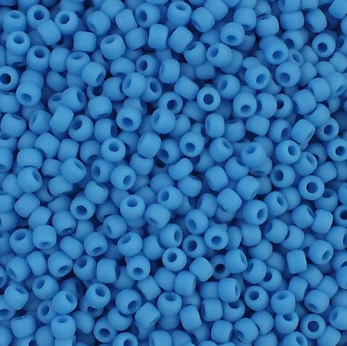 TOHO Round Seed Beads Rocailles, Opaque Frosted Cornflower (# 43Df), Glass, Japan