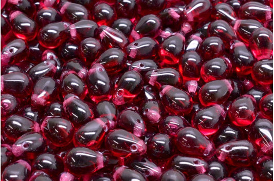 出口 10 克滴珠，透明红色 (70350)，玻璃，捷克共和国