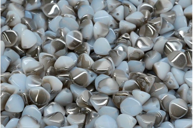 Pinch Beads, White Chrom (02010-27401), Glass, Czech Republic