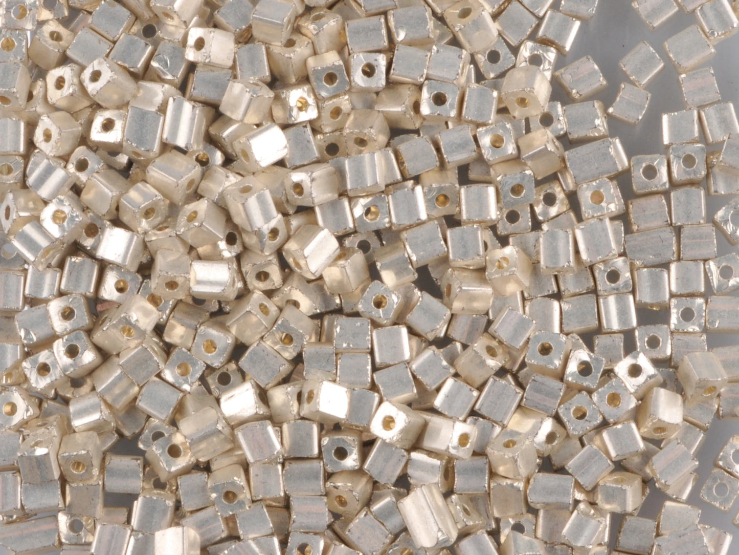 1 kg Preciosa Ornela Rectangle Beads, Round Hole, Loose, Beige Metallic Dyed Crystal (18503), Glass, Czech Republic, OUTLET