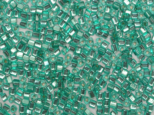Wholesale (1kg / 500g) Preciosa Ornela Triangle, Triangle Hole, Loose, Green Dyed Crystal, Silver Lined (08258), Glass, Czech Republic, OUTLET