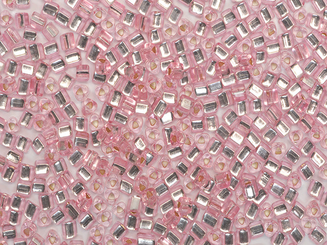 Wholesale (1kg / 500g) Preciosa Ornela Triangle, Triangle Hole, Loose, Pink Dyed Crystal, Silver Lined (08273), Glass, Czech Republic, OUTLET