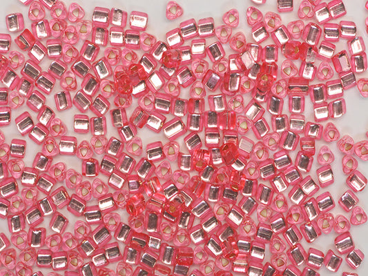 1 kg Preciosa Ornela Seed Beads Coated, Square Hole, Loose, Pink Dyed Crystal, Silver Lined (08275), Glass, Czech Republic, OUTLET