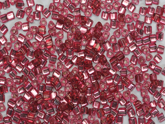 Wholesale (1kg / 500g) Preciosa Ornela Triangle, Triangle Hole, Loose, Pink Dyed Crystal, Silver Lined (08298), Glass, Czech Republic, OUTLET