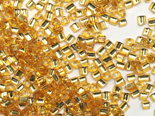 Wholesale (1kg / 500g) Preciosa Ornela Tubes, Round Hole, Loose, Lt. Topaz, Silver Lined (17020), Glass, Czech Republic, OUTLET