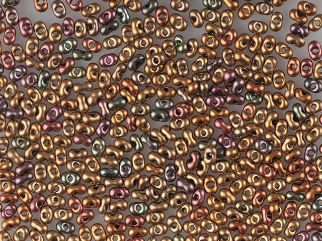 1 kg Preciosa Ornela Twin, 2 Round Holes, Loose, Gold Iris (01620), Glass, Czech Republic, OUTLET