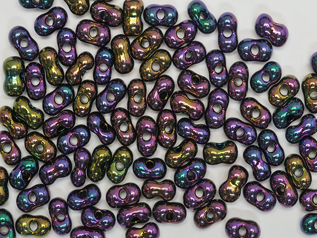 Wholesale (1kg / 500g) Preciosa Ornela Twin, 2 Round Holes, Mat, Loose, Red Iris (59195), Glass, Czech Republic, OUTLET
