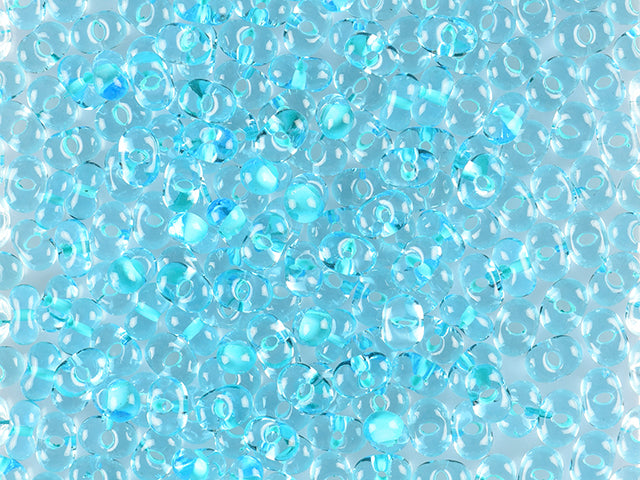 1 kg Preciosa Ornela Seed Beads Coated, Round Hole, Loose, Aquamarine, Colour Lined Green (61053), Glass, Czech Republic, OUTLET