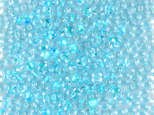 1 kg Preciosa Ornela Seed Beads Coated, Round Hole, Loose, Aquamarine, Colour Lined Green (61053), Glass, Czech Republic, OUTLET