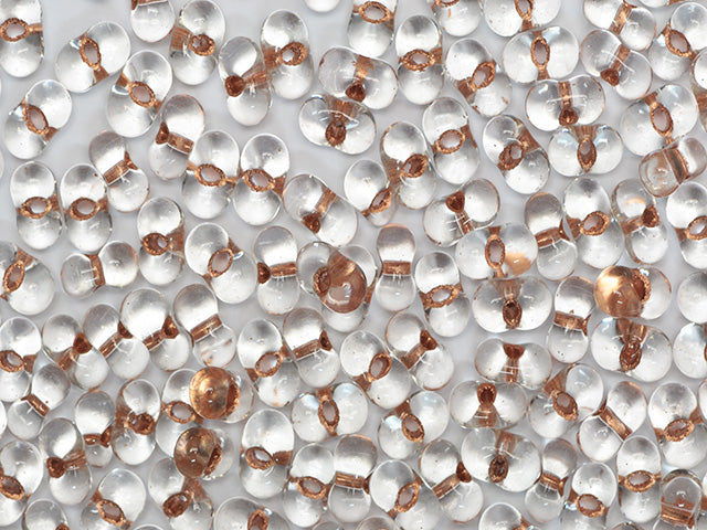 1 kg Preciosa Ornela Seed Beads Coated, Round Hole, Loose, Crystal, Copper Lined (68105), Glass, Czech Republic, OUTLET