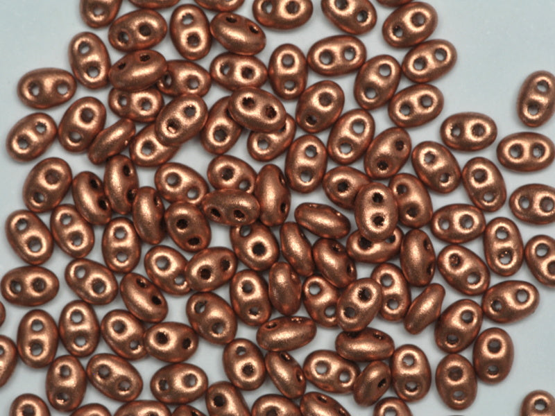 1 kg Preciosa Ornela Twin, 2 Round Holes, Loose, Light Vintage Copper (01770), Glass, Czech Republic, OUTLET