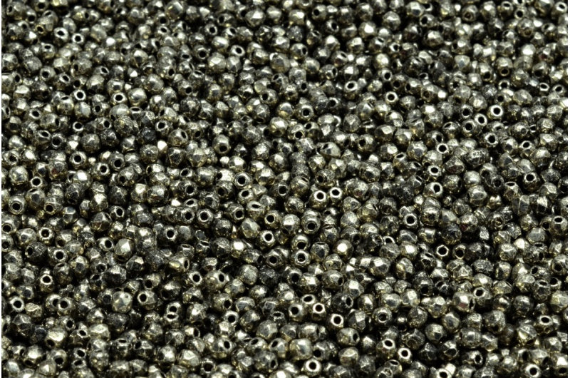 Fire Polished Faceted Beads Round, Crystal Black And Gold (00030-18549), Bohemia Crystal Glass, Czech Republic