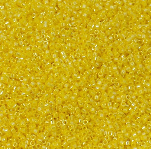 Miyuki DELICA Seed Beads Rocailles, Opaque Canary Luster (# DB1562), Glass, Japan