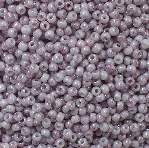 TOHO Round Seed Beads Rocailles, Marbled Opaque White Pink (), Glass, Japan