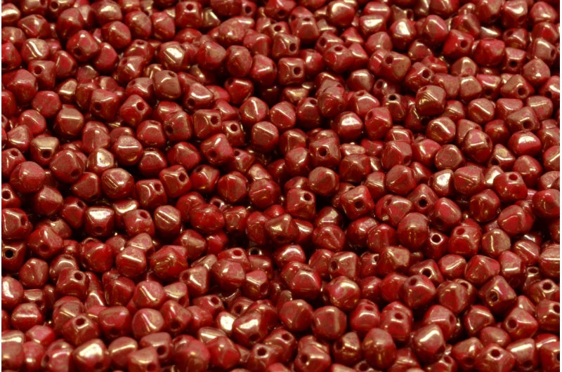 OUTLET 10 grams Bicone Beads, 4 x 4 mm, Opaque Red Terracotta Violet (93200-15496), Glass, Czech Republic