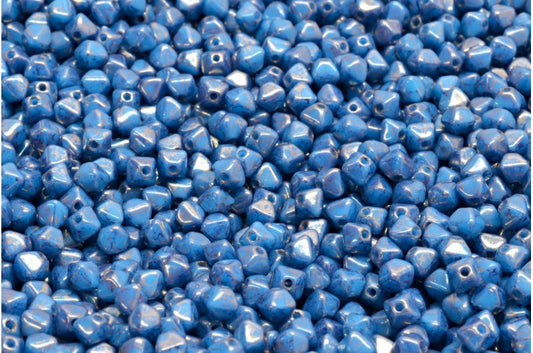 Bicone Beads, Blue Terracotta Violet (63050-15496), Glass, Czech Republic