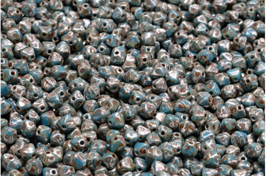 Bicone Beads, Blue Picasso (63050-43400), Glass, Czech Republic