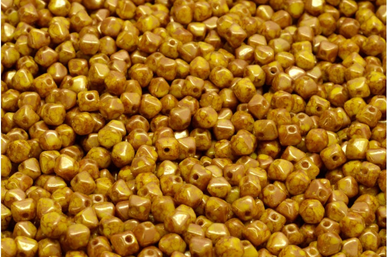 Bicone Beads, Yellow Terracotta Violet (83120-15496), Glass, Czech Republic