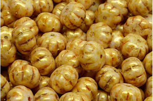 南瓜珠，白金光泽斑点 (02010-65322)，玻璃，捷克共和国