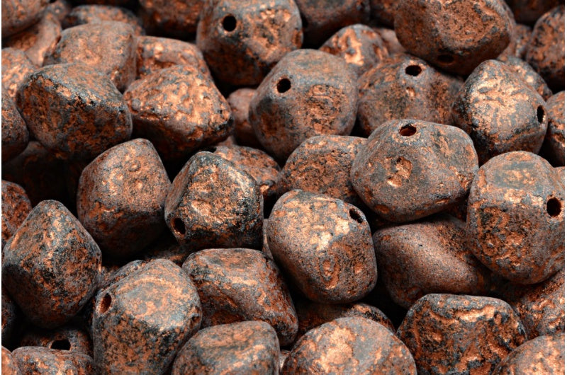 Meteoritperlen, schwarz geätztes Kupfer ausgekleidet (23980-ETCH-54319), Glas, Tschechische Republik