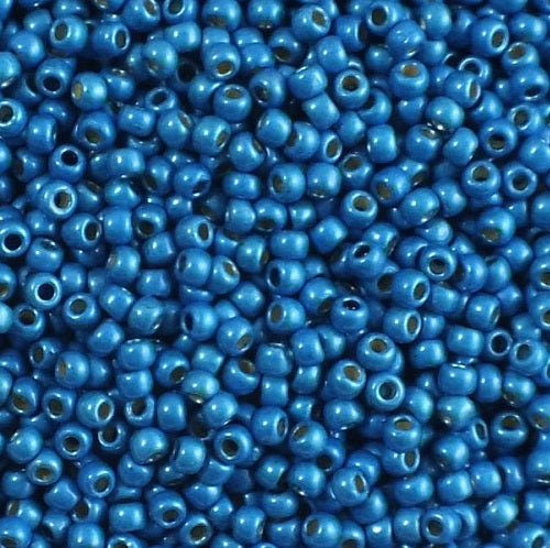 TOHO Round Seed Beads Rocailles, Permanent Finish Matte Galvanized Caribbean Blue (# Pf583F), Glass, Japan