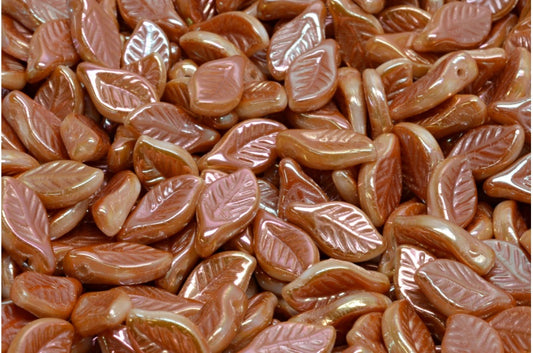 Bay Leaf Beads, White Full Apricot (02010-29123), Glass, Czech Republic