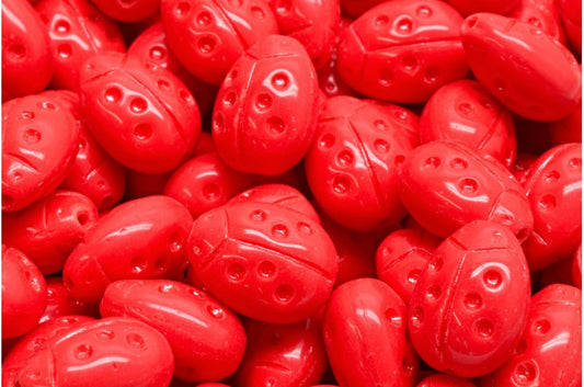 Ladybird beads, Red (93180), Glass, Czech Republic