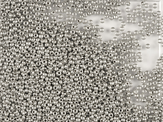 Wholesale (1kg / 500g) Preciosa Ornela Seed Beads Coated, Round Hole, Loose, Soft Silver (01700), Glass, Czech Republic, OUTLET