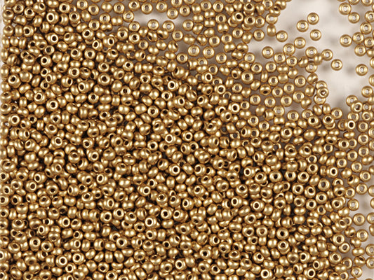 1 kg Preciosa Ornela Seed Beads Coated, Round Hole, Loose, Aztec Pale Gold Soft (01710), Glass, Czech Republic, OUTLET