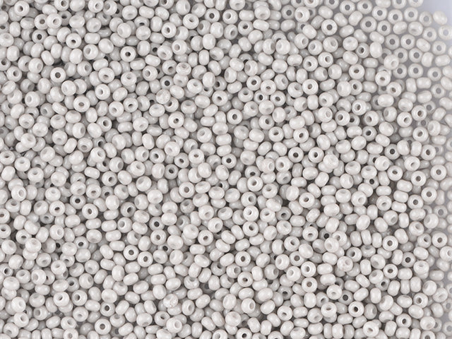 1 kg Preciosa Ornela Seed Beads Coated, Round Hole, Loose, Grey 2 Dyed Chalkwhite (03141), Glass, Czech Republic, OUTLET