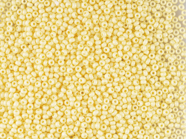 1 kg Preciosa Ornela Seed Beads Coated, Round Hole, Loose, Yellow 2 Dyed Chalkwhite (03181), Glass, Czech Republic, OUTLET