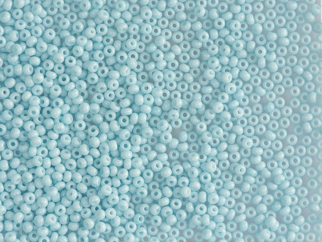 Wholesale (1kg / 500g) Preciosa Ornela Seed Beads Coated, Round Hole, Loose, Blue-Green 1 Dyed Chalkwhite (03233), Glass, Czech Republic, OUTLET