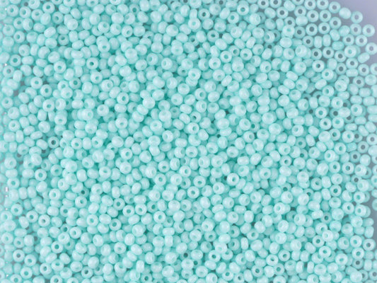 Wholesale (1kg / 500g) Preciosa Ornela Seed Beads Coated, Round Hole, Loose, Green 1 Dyed Chalkwhite (03264), Glass, Czech Republic, OUTLET