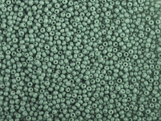 1 kg Preciosa Ornela Seed Beads Coated, Round Hole, Loose, Green 3 Dyed Chalkwhite (03663), Glass, Czech Republic, OUTLET