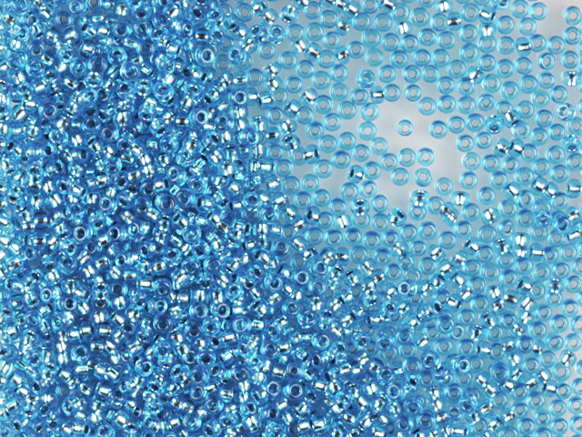 1 kg Preciosa Ornela Seed Beads Coated, Round Hole, Loose, Blue Dyed Crystal, Silver Lined (08236), Glass, Czech Republic, OUTLET