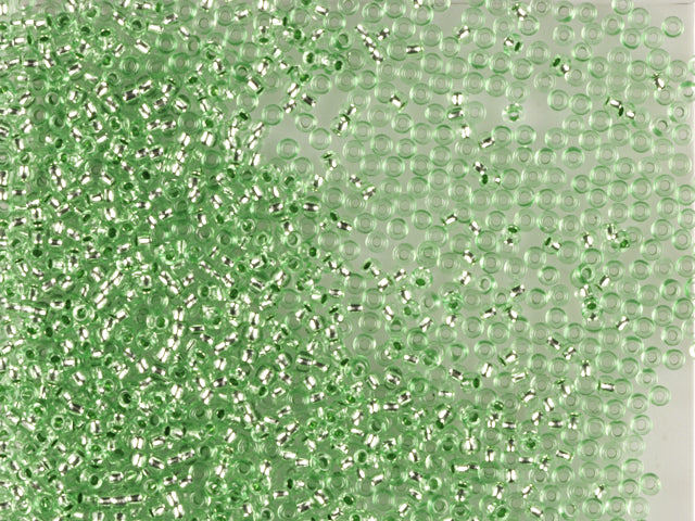 Wholesale (1kg / 500g) Preciosa Ornela Seed Beads Coated, Round Hole, Loose, Green Dyed Crystal, Silver Lined (08256), Glass, Czech Republic, OUTLET