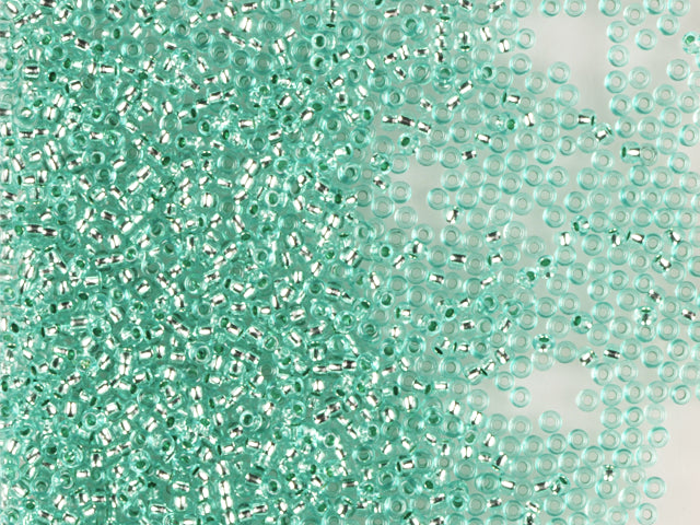 Wholesale (1kg / 500g) Preciosa Ornela Seed Beads Coated, Round Hole, Loose, Green Dyed Crystal, Silver Lined (08258), Glass, Czech Republic, OUTLET