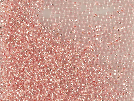 1 kg プレシオサ オルネラ シードビーズ コーティング 丸穴 ルース ピンク染めクリスタル シルバーライン (08273) ガラス チェコ共和国 アウトレット
