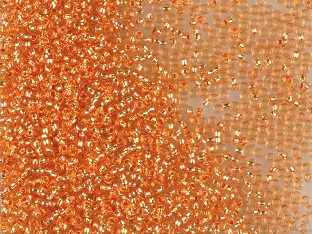 Wholesale (1kg / 500g) Preciosa Ornela Seed Beads Coated, Square Hole, Loose, Orange Dyed Crystal, Silver Lined (08289), Glass, Czech Republic, OUTLET
