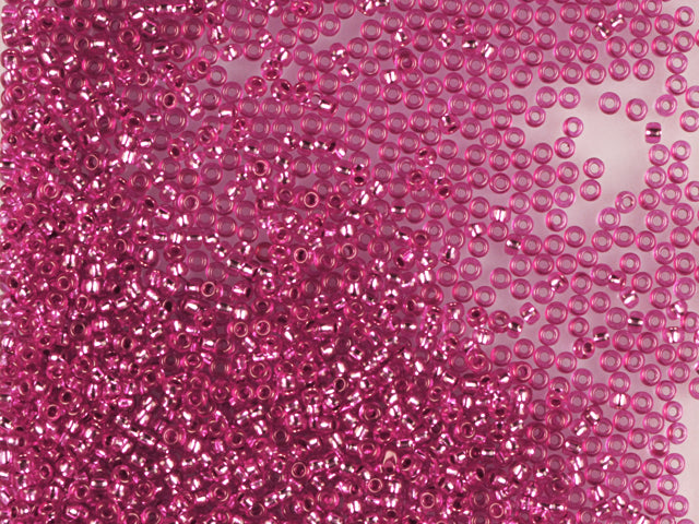 1 kg Preciosa Ornela Seed Beads Coated, Round Hole, Loose, Pink Dyed Crystal, Silver Lined (08298), Glass, Czech Republic, OUTLET
