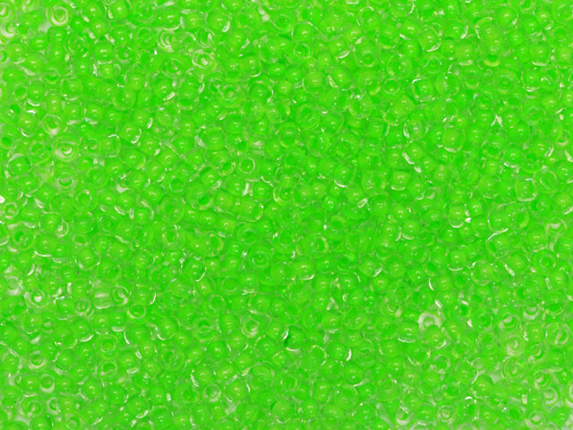 Wholesale (1kg / 500g) Preciosa Ornela Seed Beads Coated, Round Hole, Mat, Loose, Crystal, Neon Green Lined (08756), Glass, Czech Republic, OUTLET