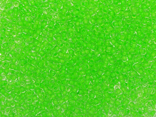 1 kg Preciosa Ornela Seed Beads Coated, Round Hole, Mat, Loose, Crystal, Neon Green Lined (08756), Glass, Czech Republic, OUTLET