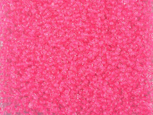 1 kg Preciosa Ornela Rocailles-Perlen, beschichtet, rundes Loch, lose, Kristall, neonpink gefüttert (08777), Glas, Tschechische Republik, OUTLET