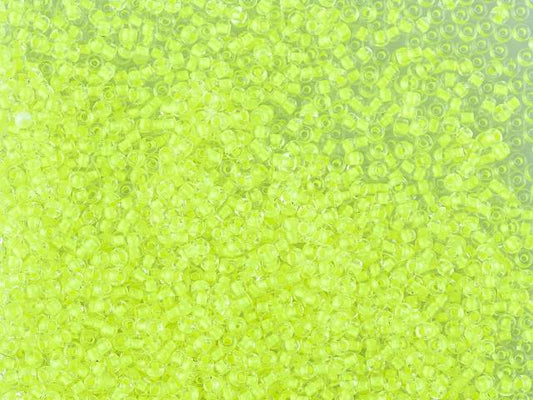 1 kg Preciosa Ornela Twin, 2 Round Holes, Mat, Loose, Crystal, Neon Yellow Lined (08786), Glass, Czech Republic, OUTLET