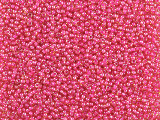 Wholesale (1kg / 500g) Preciosa Ornela 3-Cut Rocaille, Round Hole, Loose, Lt. Topaz, Colour Lined Pink, Sfinx (11027), Glass, Czech Republic, OUTLET