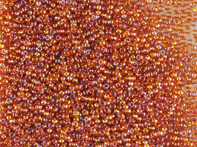 1 kg Preciosa Ornela Seed Beads Coated, Round Hole, Loose, Topaz, Rainbow (11090), Glass, Czech Republic, OUTLET